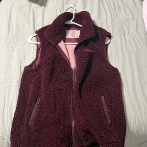 Women's Burgundy Sherpa Vest- small